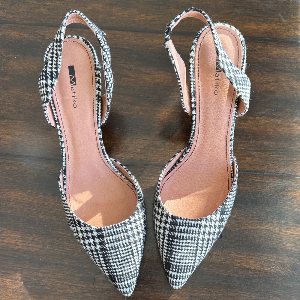 Anthropologie/Matiko Darla Plaid Slingback Heels, Sz US 8.5 / EU 39, NWOT - Picture 2 of 6